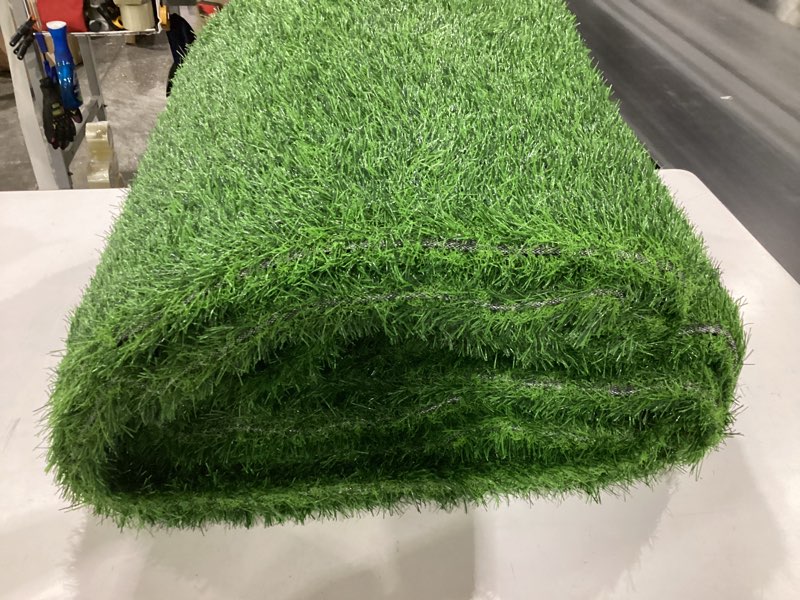 Condition photo showing Good Condition for artificial turf grass outdoor - synthetic realistic fake grass indoor turf rug with drainage holes for patio, balcony, backyard, landscape decoration - pet friendly dog grass mat (6ft x 10ft)