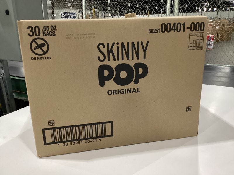 Condition photo showing New/Like New for SkinnyPop Popcorn, Original, Whole Grain, Dairy-Free Snack, 0.65oz Bags (30ct) Original 0.65 Ounce (Pack of 30) BB 1/31/2026 