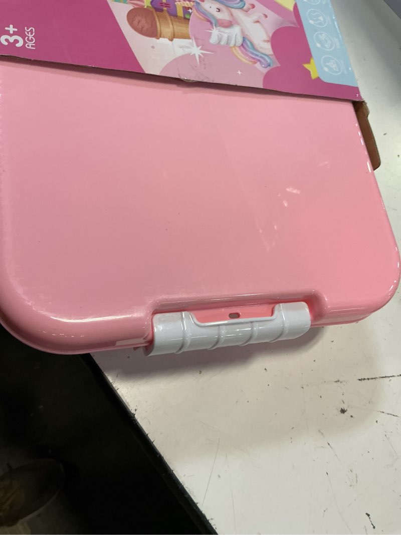 Condition photo showing Good Condition for weilim unicorn sensory bin for girls, moldable play sand kit ages 3-8 | non-drying moldable sand, 2.3 lbs/2 colors; 30-pc kit: molds, tools, wand, lidded bin; won't stick to carpet, easy cleanup multicolored