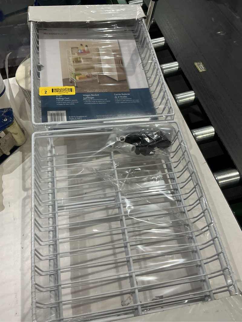 Condition photo showing New/Like New for closetmaid 1611 rolling cart, 34-5/8 in h x 16-3/4 in w x 12-3/8 in d, steel, white