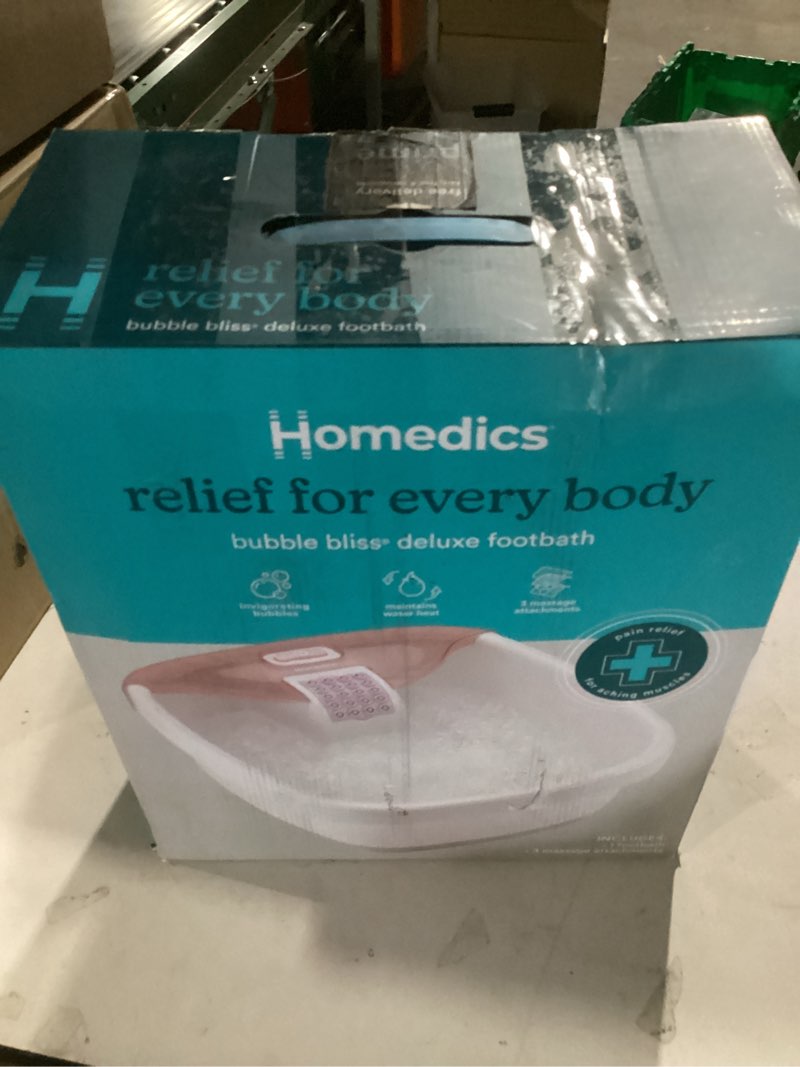 Condition photo showing New/Like New for Homedics Bubble Bliss Deluxe-Foot Spa, Heat Maintenance, Raised Nodes, 3 Attachements