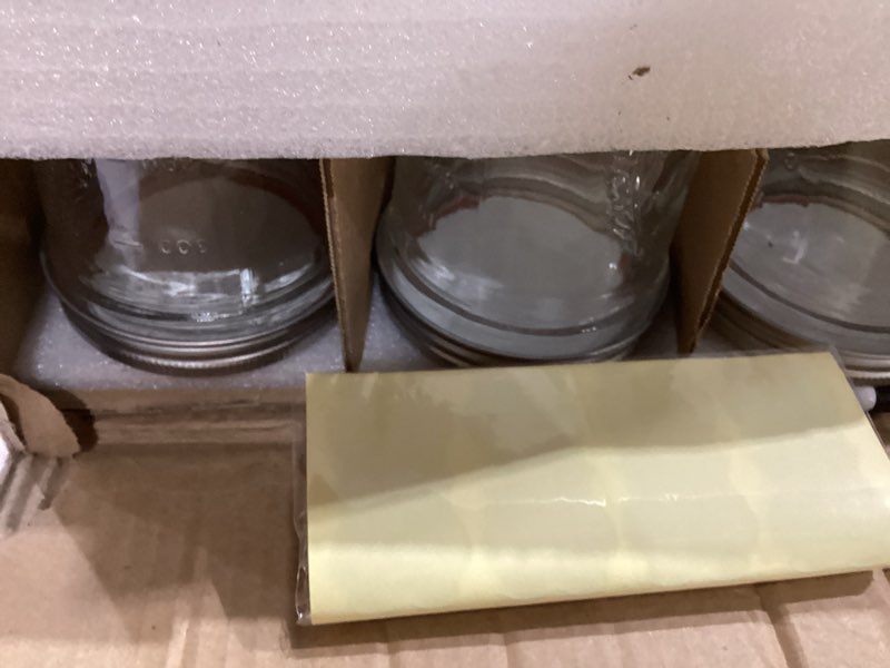 Condition photo showing New/Like New for Wide Mouth Glass Mason Jars 16 oz, 6 Pack Glass Canning Jars with Metal Airtight Lids and Bands and Measurement Marks, for Canning, Preserving, Overnight Oats, Jam, Jelly, Food Storage, DIY etc
