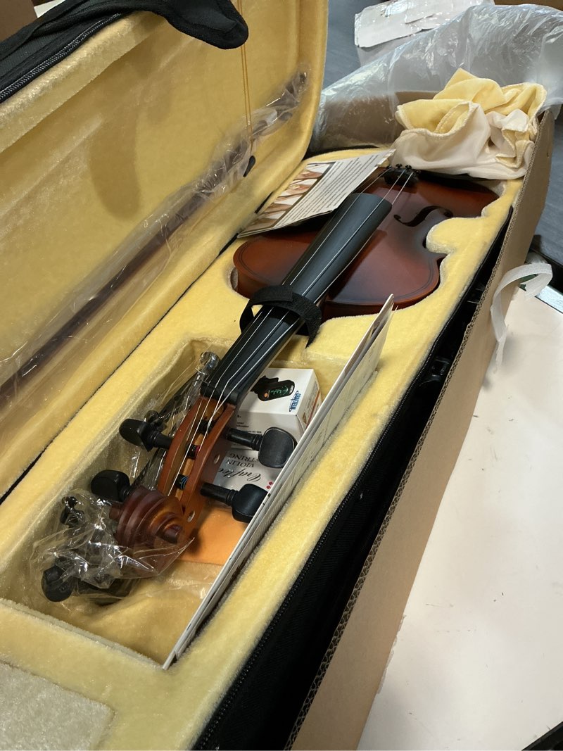 Condition photo showing New/Like New for crafteem handcrafted premium violin outfit for kids beginner, student, and adults -perfect your sound and unlock your musical potential with confidence.(matte antique, 4/4 full) 4/4 full matte antique