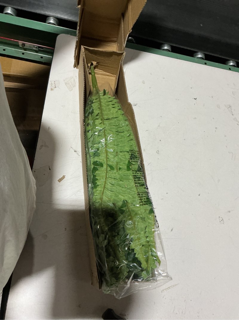 Condition photo showing New/Like New for single silky artificial boston fern bush, 49inch large artificial ferns for outdoors, large faux ferns artificial plants,suitable for decorating office, living room faux greenery,95branches