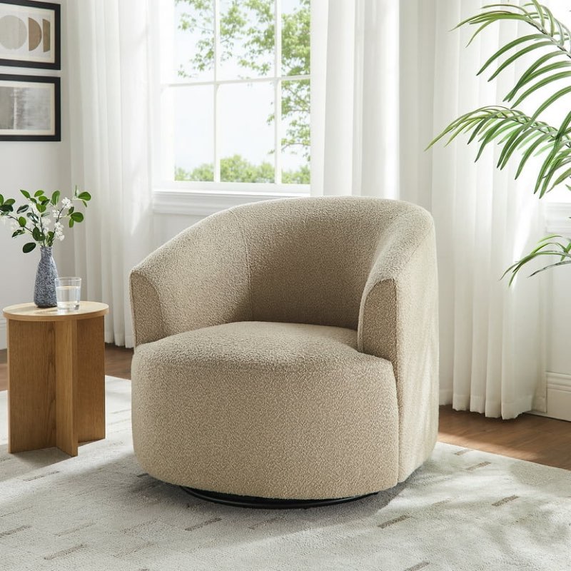 mainstays boucle swivel accent chair, taupe