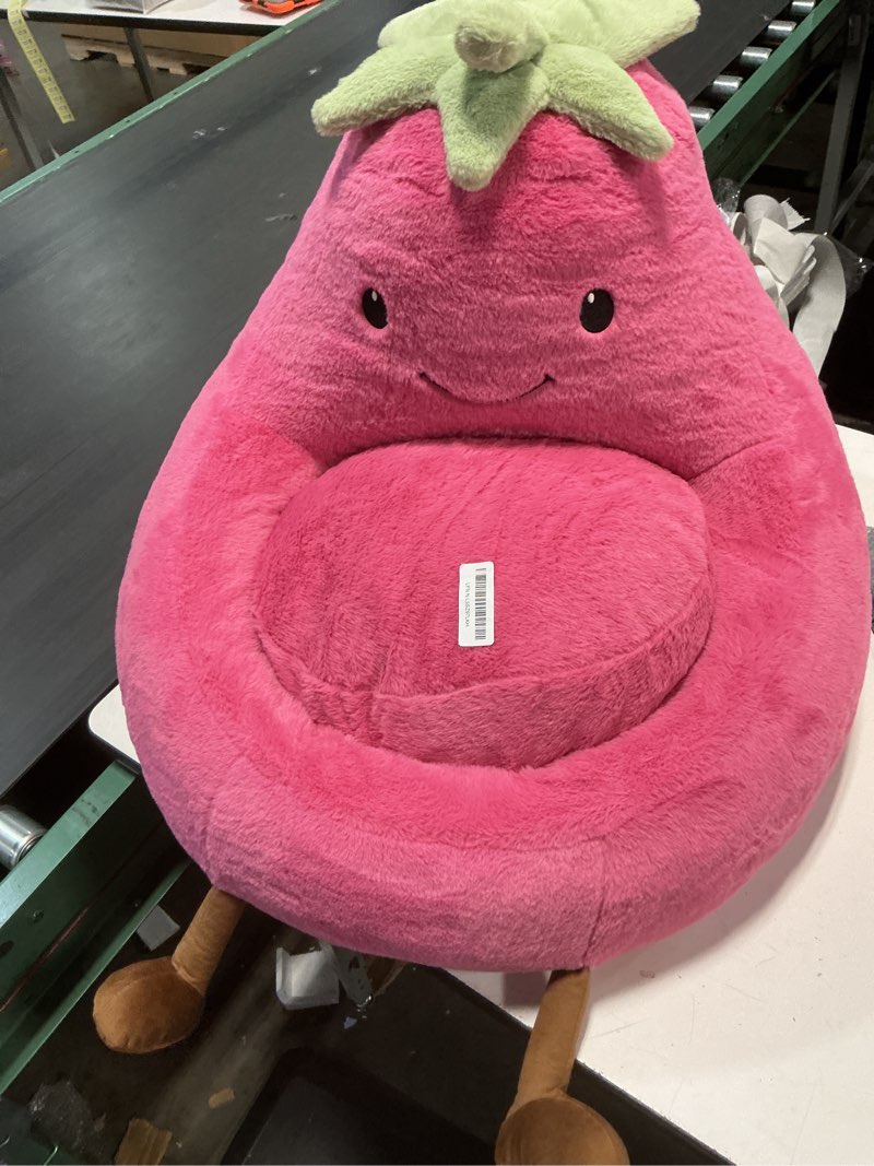 Condition photo showing As Is for DUMOS Kids Bean Bag Chair, Stuffed Toddler Couch with Faux Rabbit Fur Cover for Teens & Kids, Comfy Lazy Sofa Chair for Reader, Living Room, Bedroom, Aged 4-12 Years, 31 Inch, Rose Red Rose Red 2.6 FT