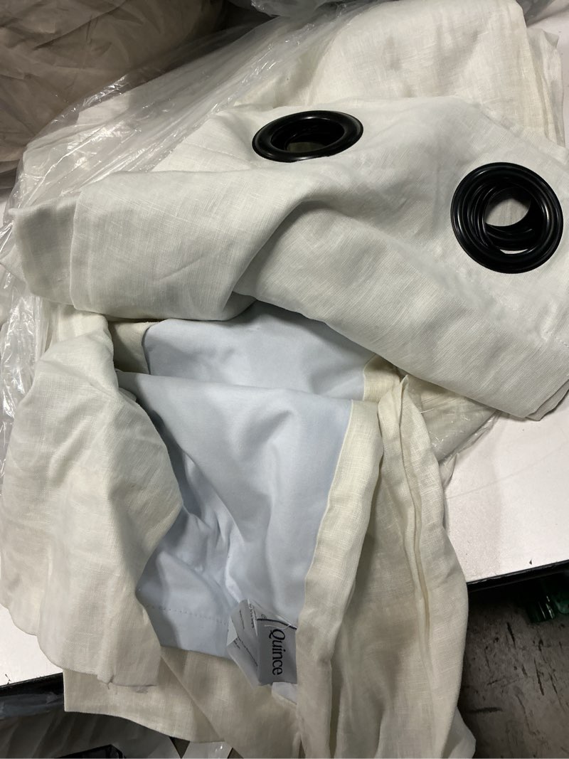 Condition photo showing As Is for european linen grommet true blackout curtain, 48x96, ivory