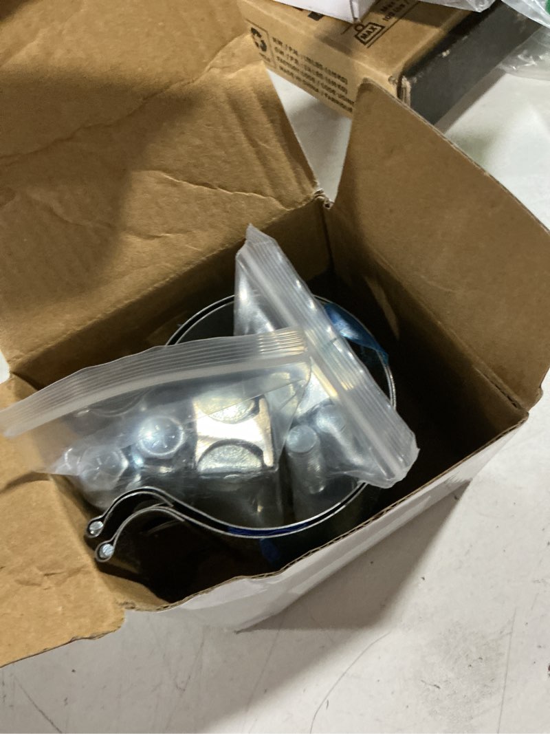 Condition photo showing As Is for 2.5 inch exhaust clamps, 2 1/2 inch exhaust lap joint butt clamps, t304 stainless steel band clamp w/high grade bolts(2 pieces)