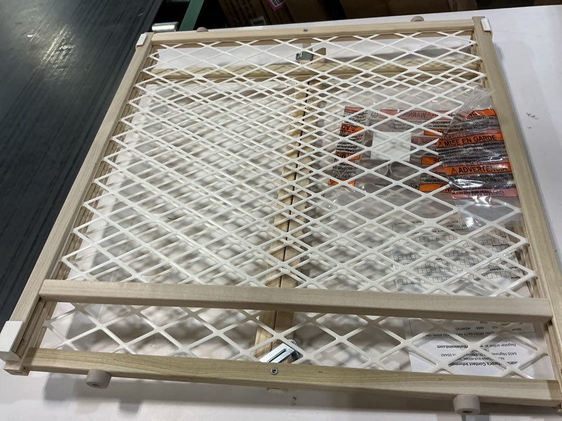 Condition photo showing New/Like New for toddleroo by north states diamond mesh wooden baby gate: 26.5"- 42" wide. pressure mounted baby gate for doorway. (23" tall, sustainable hardwood)