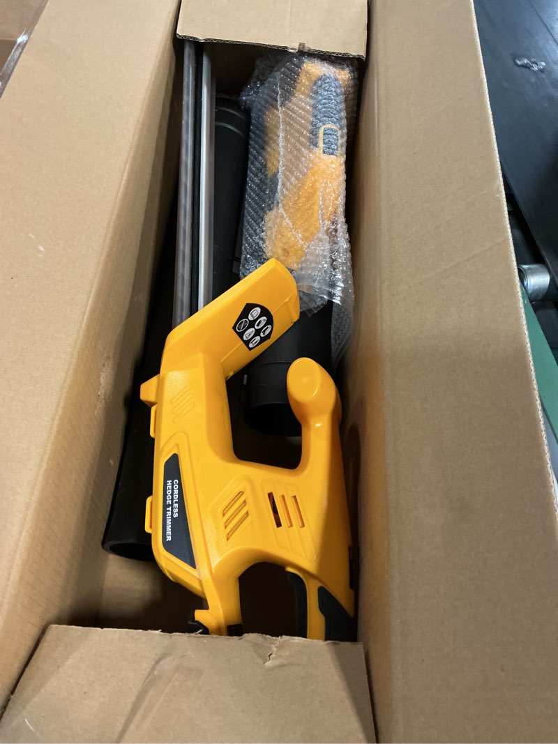 Condition photo showing Good Condition for houselife cordless hedge trimmer and leaf blower combo compatible with dewalt 20v max battery (tool only), 18'' battery powered hedge trimmers and electric leaf blowers lawn care, yard, garden light yellow