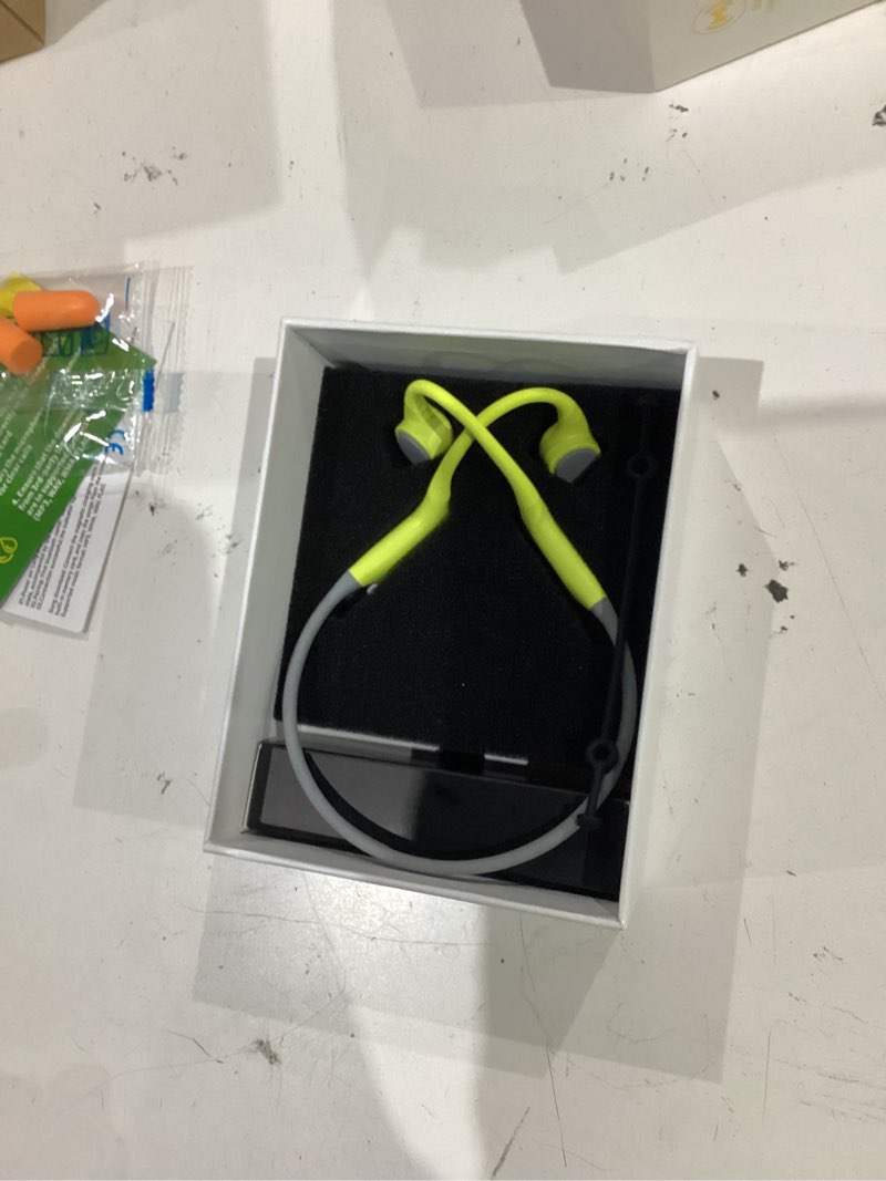 Condition photo showing Good Condition for soft liquid silicone bone conduction swimming headphones underwater,ipx8 waterproof earbuds,open ear swim headphone with skin-friendly silicone/built-in 32g mp3-player earphones for swim-green
