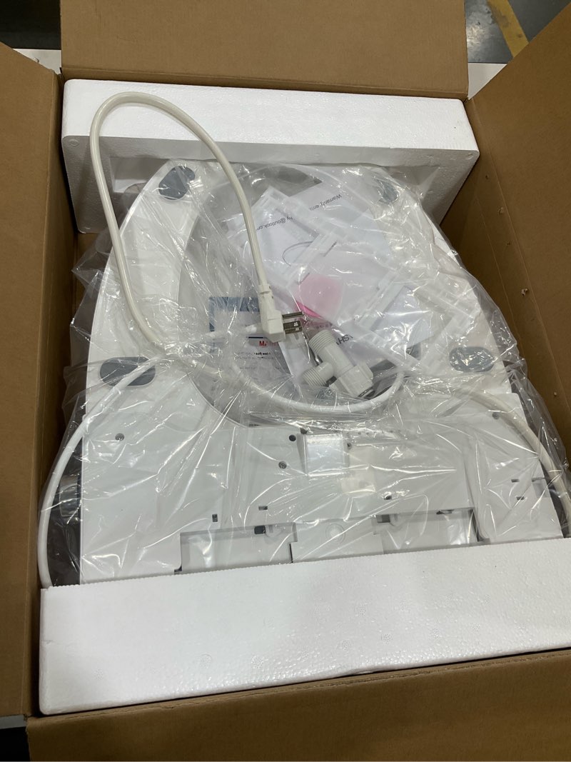 Condition photo showing As Is for Electric Bidet Toilet Seat, Elongated, Warm Water with Air Dryer, Heated Seat and Slow Close Lid, Front and Rear Wash, LED Nightlight, Wireless Remote, White, 101 Elongated+Electric