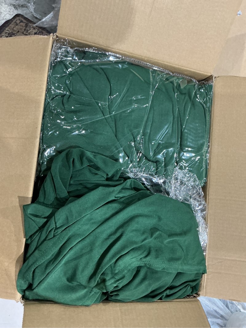 Condition photo showing Good Condition for 8-pack premium hunter green spandex tablecloths for 6ft rectangle tables, stain & wrinkle-resistant, washable stretch polyester fitted table cover for weddings, banquets, trade shows events hunter green 6 ft | 8 pack