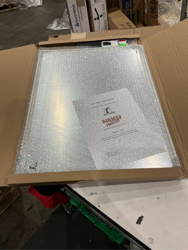 Condition photo showing Good Condition for combination whiteboard bulletin board set - 24 x 18" dry erase/cork board with 1 magnetic dry eraser, 4 markers, 4 magnets and 10 thumb tacks - small combo tack white board for home office desk