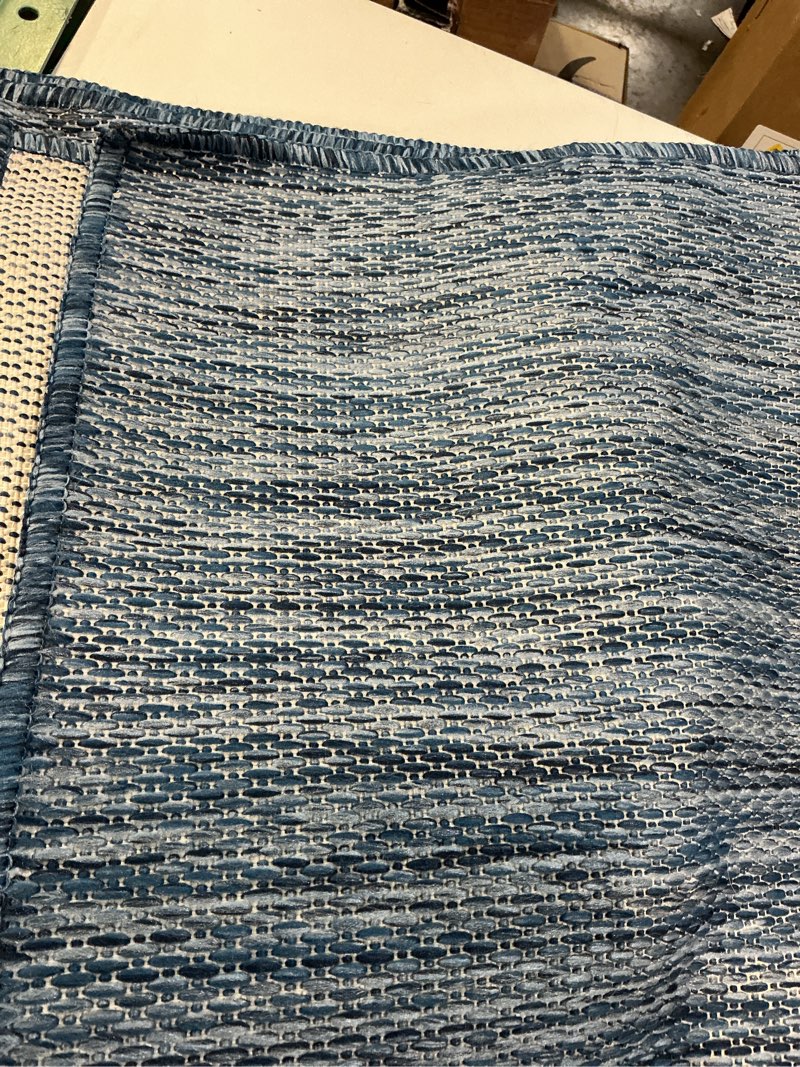 Condition photo showing Good Condition for washable indoor outdoor rug 9x12 weather resistant area rugs modern solid for porch deck balcony backyard patio outside carpet (9 x 12 aqua blue)