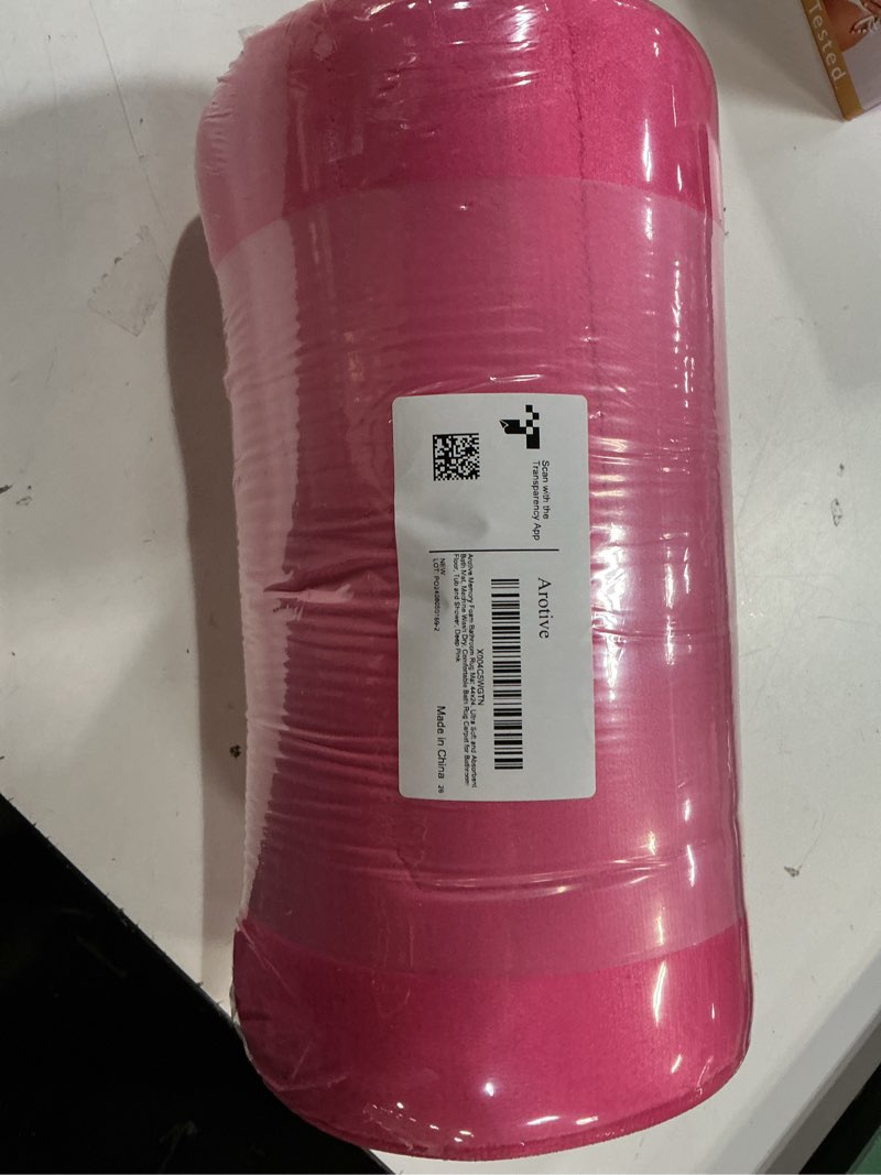 Condition photo showing New/Like New for Arotive Memory Foam Bathroom Rug Mat 44x24, Ultra Soft and Absorbent Bath Mat, Machine Wash Dry, Comfortable Bath Rug Carpet for Bathroom Floor, Tub and Shower, Deep Pink Deep Pink Rectangular 44" x 24"