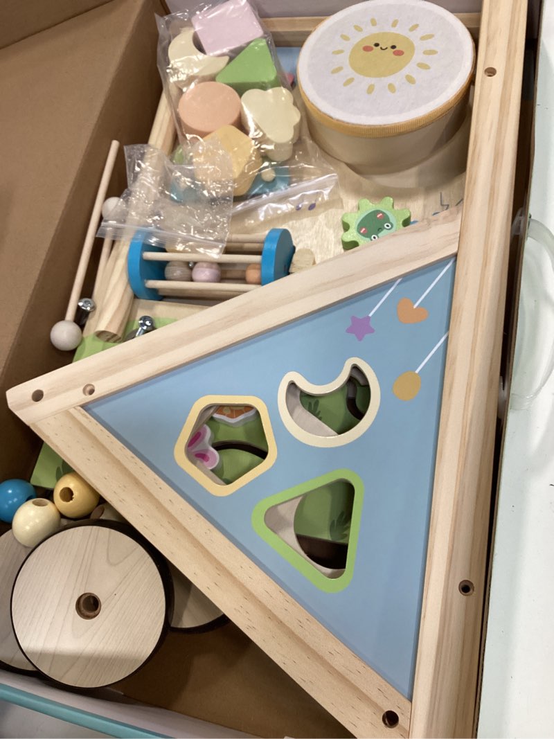 Condition photo showing Good Condition for Wooden Baby Walker with Wheels, Montessori Baby Push Walker for Babies 6-12 Months, Baby Activity Center Walking Toy for 1 Year Old Learning to Walk Toddler Girls Boys Pastoral