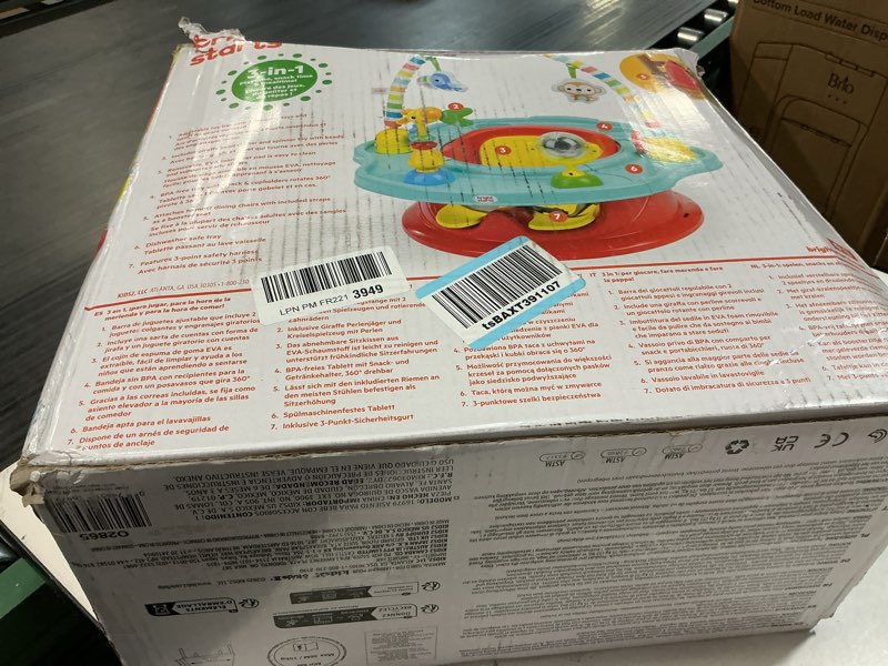 Condition photo showing New/Like New for bright starts 3-in-1 superseat playful paradise, baby activity seat with toys, snacking tray, booster seat, bpa free tray, unisex, 6 months +