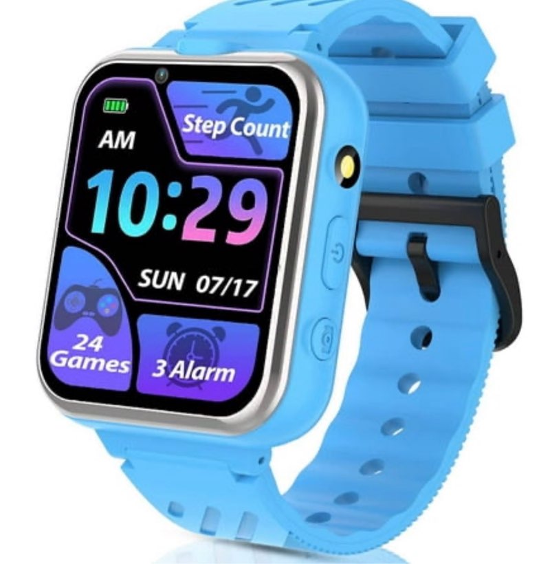 SZBXD Kids Smart Watch with Aluminum Case Smart Wristwatch for Kids with Dual Cameras 24 Games Videos Music Record Alarms  Birthday Gift for Boys Girls(Blue)