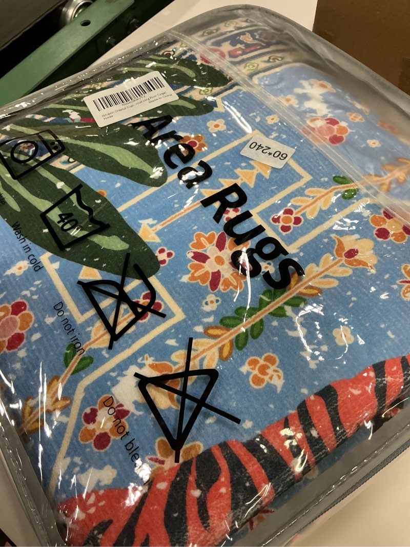 Condition photo showing Good Condition for Aldopein Oriental Tropical Hallway Runner Rug 2x8 Washable, Thin Stain Resistant Blue Boho Runner Ru