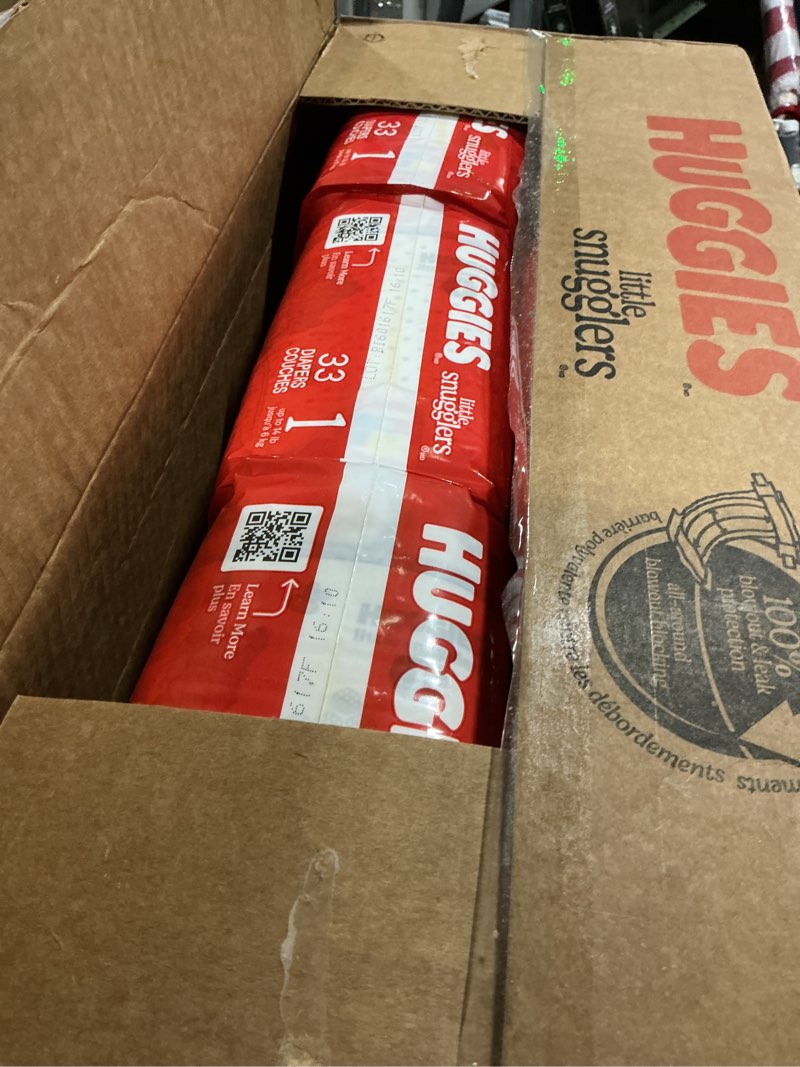 Condition photo showing Good Condition for huggies size 1 diapers, little snugglers diapers, size 1 (8-14 lbs), 198 count (6 packs of 33), packaging may vary