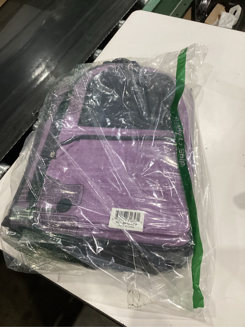 Condition photo showing Good Condition for PetAmi Dog Backpack Carrier For Small Large Cat, Pet, Puppies, Ventilated Pet Hiking Backpack Travel Bag, Airline Approved Cat Backpack Carrier, Safety Back Support, Camping Biking, Max 18 lbs, Purple