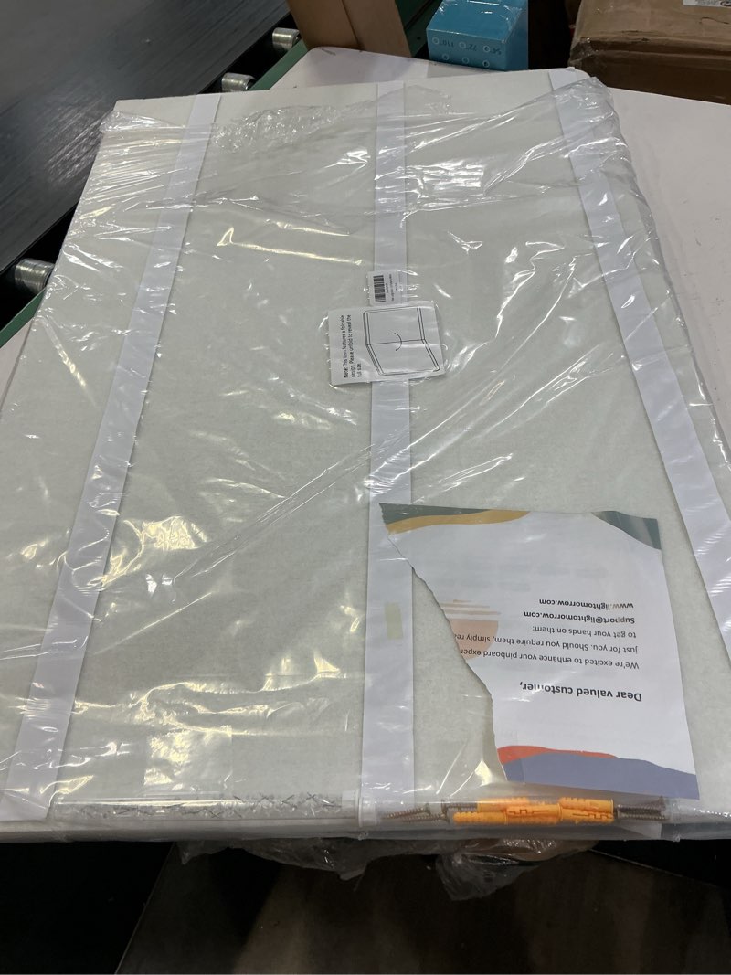 Condition photo showing Good Condition for large bulletin board - 48 x 36 inches, decorative felt pin board for wall - 4' x 3' foldable photo display board with self-adhesive tape, includes 20 push pins - white white 48×36 inches