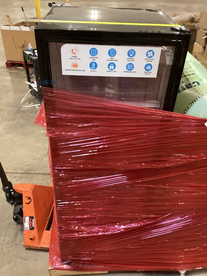 Condition photo showing Good Condition for tylza commercial refrigerator with glass door display beverage fridge, 350l upright beverage cooler merchandiser with rebound door, fast cooling, low noise, black 350l commercial display fridge(single door)