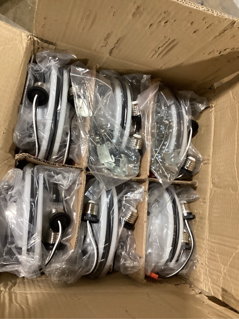 Condition photo showing New/Like New for 24 Pack Black 5/6 Inch LED Can Lights with Night Light, 5CCT Retrofit Recessed Lighting Selectable 2700K-6000K Dimmable, 12W=75W, 1200LM Downlight with Metal Smooth Trim-ETL and Energy Star 5CCT+NT-BK 24PACK-6IN