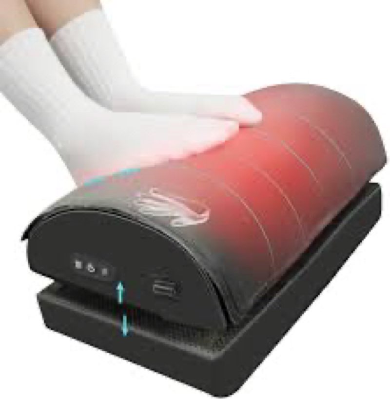 Heated Foot Rest Under Desk at Work, Desk Foot Stool with Heat, Adjustable Height, 3 Heat Levels and