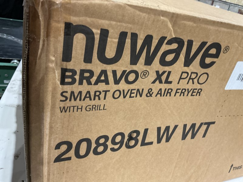 Condition photo showing New/Like New for nuwave bravo xl pro air fryer toaster oven with grill combo, 2025 new ultra-fast convection system, 35% crispier, 2x more even, 142 presets, 50-500f, smarter probe, pfas free, 30qt, stainless steel brushed stainless steel