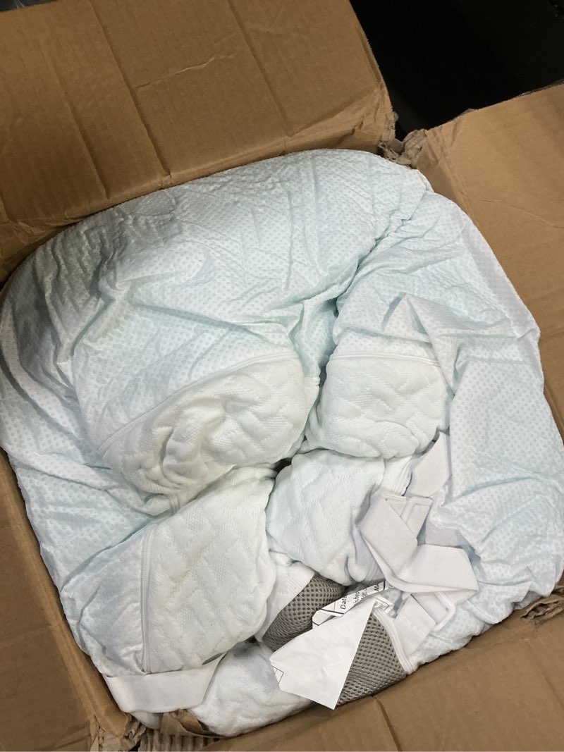 Condition photo showing As Is for Marsail Queen Size Memory Foam Mattress Topper, 3 Inch Cooling Gel Infused with Soft Cover, CertiPUR-US and Oeko-TEX Certified, Sofa, RV, Camping 3 Inch Blue and White Queen