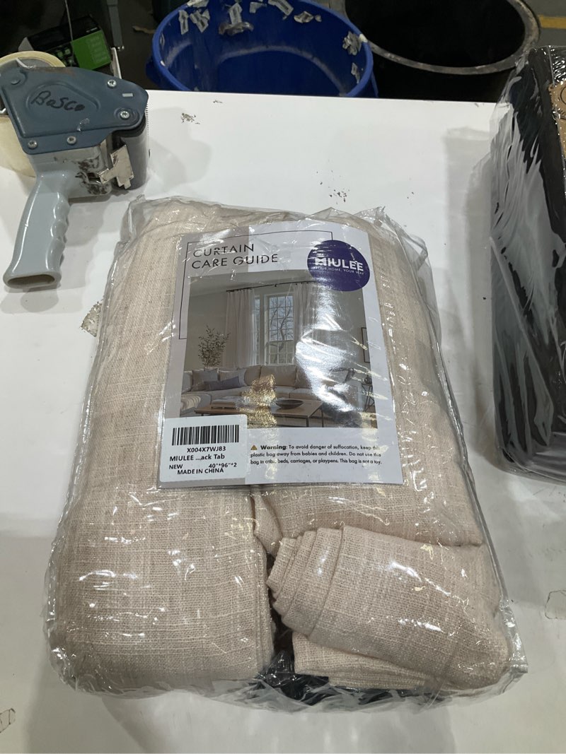 Condition photo showing Good Condition for miulee pinch pleated thick linen curtains 96 inches long 2 panels for living room bedroom, memory trained pleat drapes light filtering sand beige semi sheer window curtains hooks rings back tab sand beige 40"w x 96"l (pack of 2)