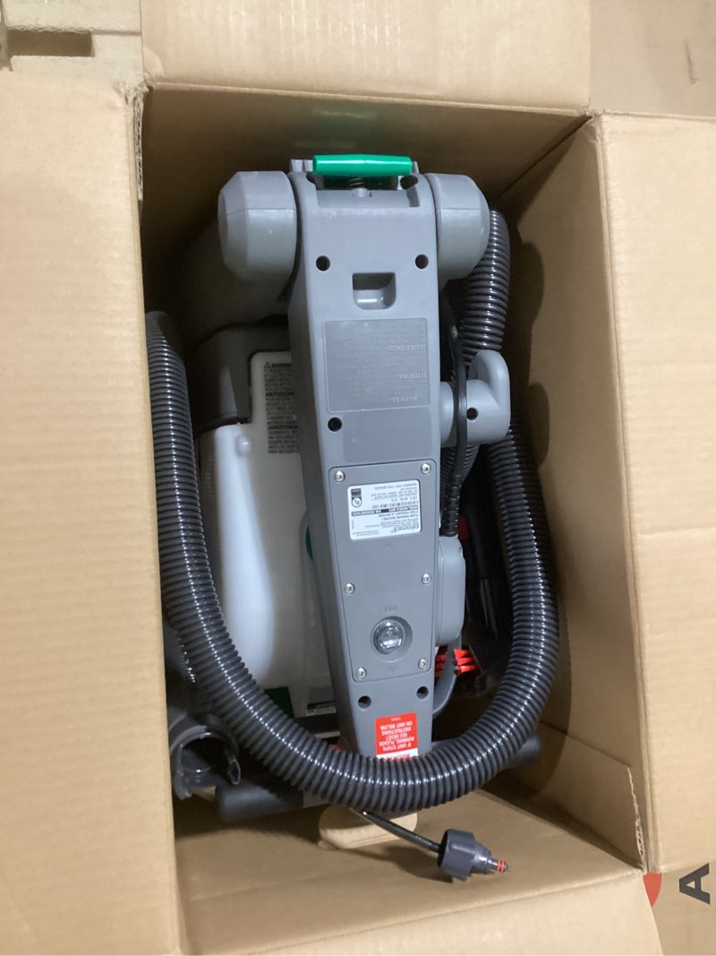 Condition photo showing As Is for bissell® big green® professional carpet cleaner with xl dirtlifter powerbrush, 9-inch long reach hose, 6-inch tough stain tool, includes bissell pro max formula with stain protect technology