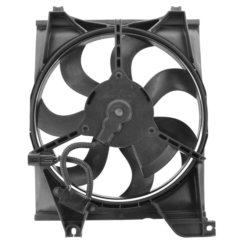 TRQ Right A/C Condenser Cooling Fan Assembly Passenger Side Compatible with 2006-2011 Kia Rio Rio5 K