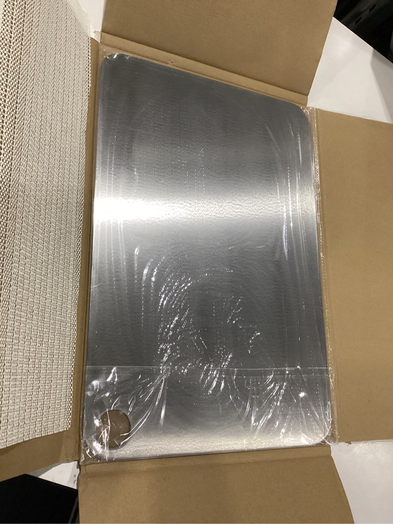 Condition photo showing New/Like New for SIMILAR TO Titanium Cutting Board for Kitchen, Cutting Board Double Sided Food Grade,Dishwasher safe, Easy to Clean?Food-Grade Metal Meat Chopping Board Mat,Hygiene Durabl- Single piece XL XL Silver 1