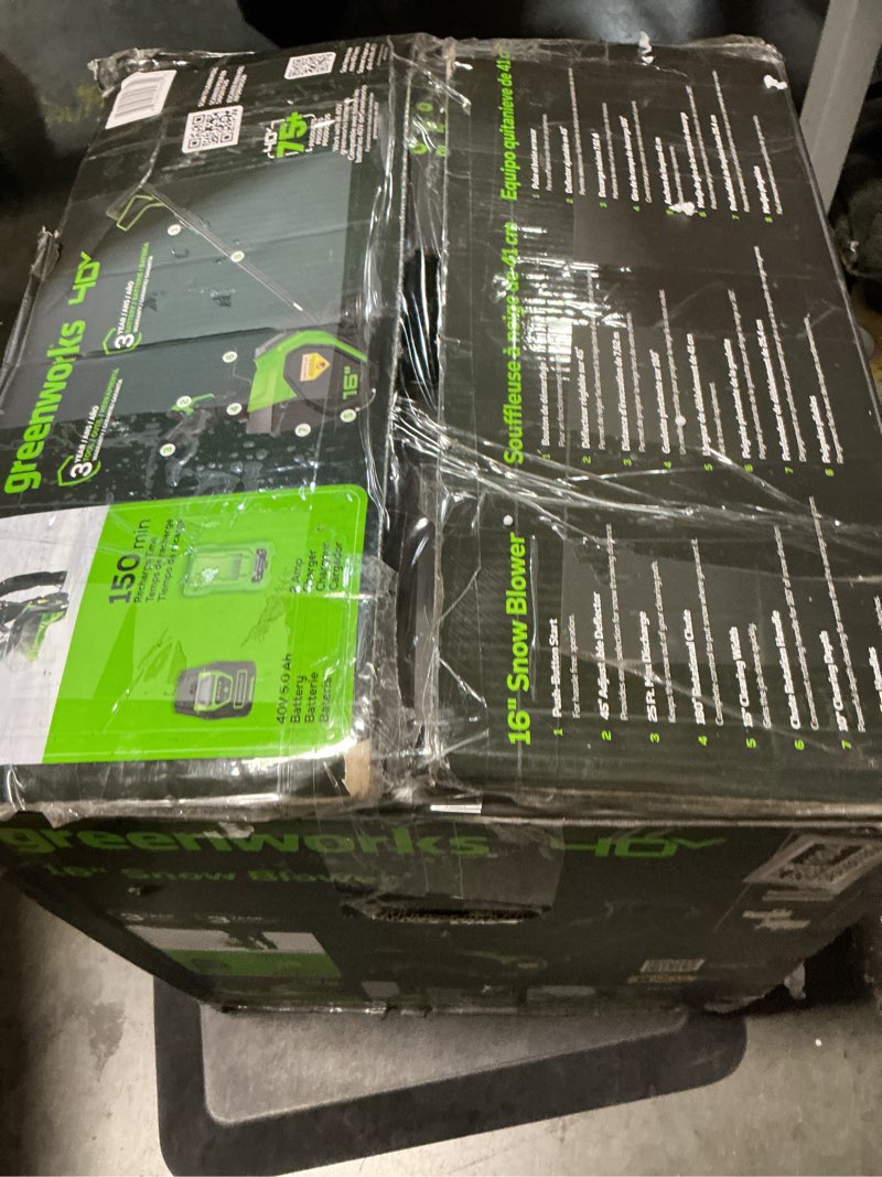 Condition photo showing As Is for Greenworks 40V 16  Cordless Snow Thrower + (1) 5Ah USB Battery & Charger