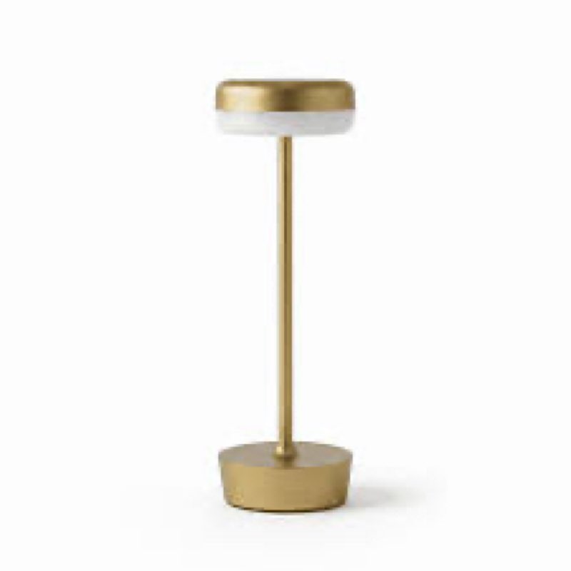 mainstays 12 inch outdoor and indoor rechargeable water resistant table lamp  gold  100 lumens