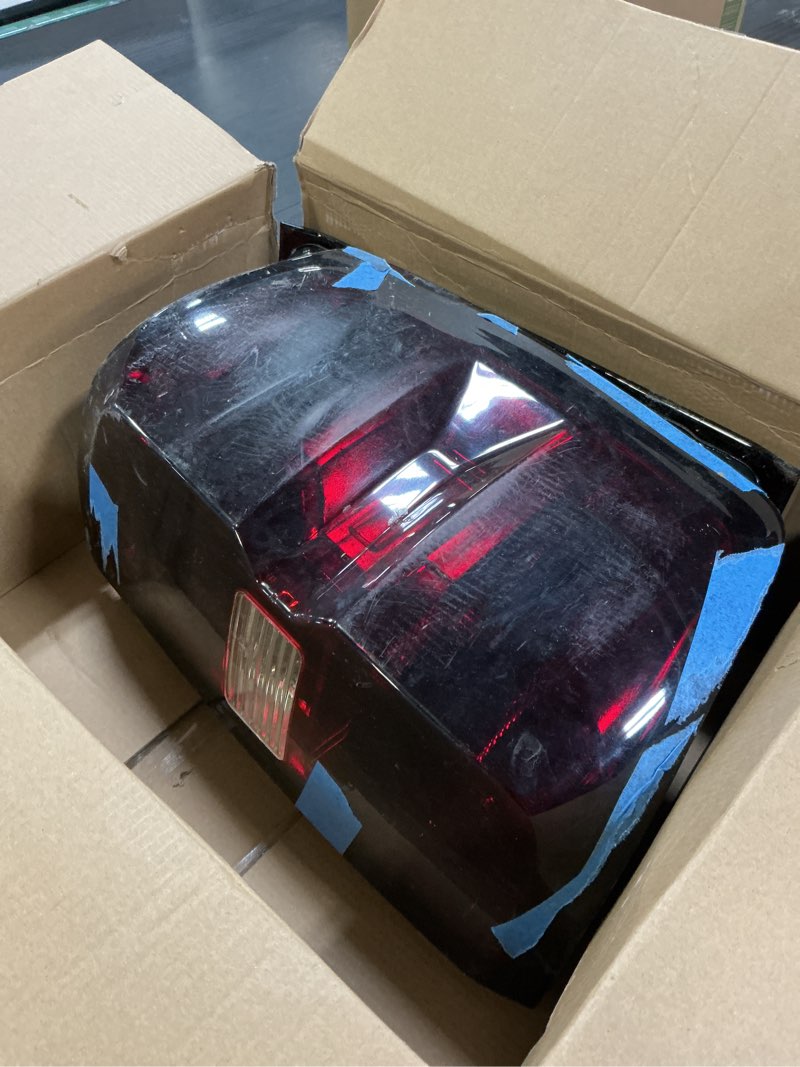 Condition photo showing As Is for tail lights rear lamp brake lights compatible with chevy chevrolet silverado 1500 2500 3500 2014-2019, gmc sierra 2500 3500 2015-2019,without wiring kit and bulbs, (red smoked-pair)