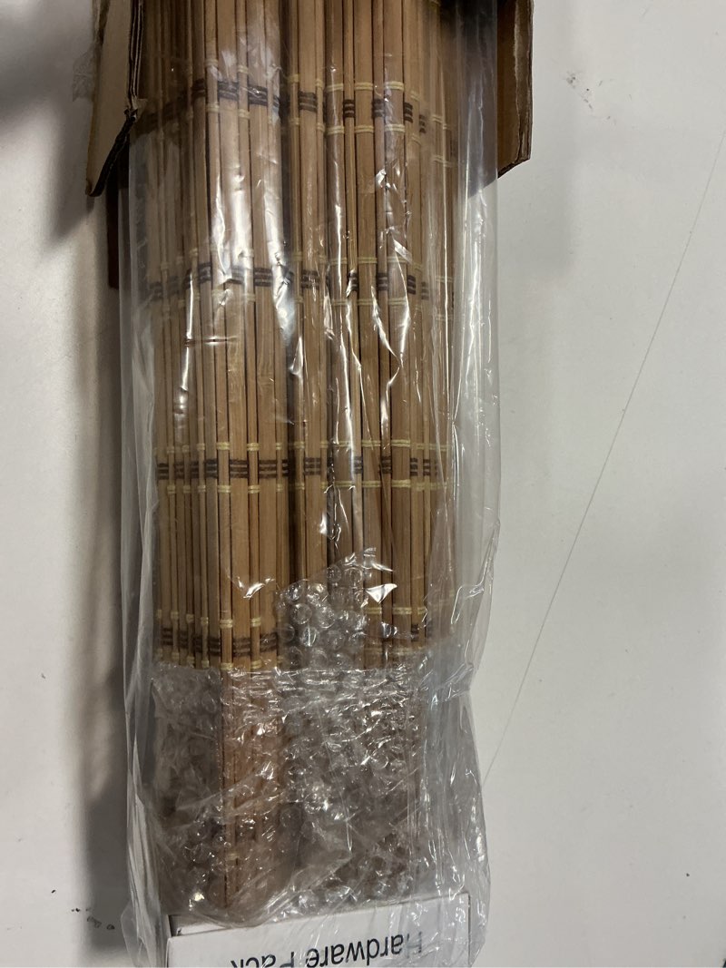 Condition photo showing Good Condition for Cordless Bamboo Roman Shades, Light Filtering Bamboo Blinds Shades for Indoor Windows, UV Protection Roll Up Blinds for Home, Office, 28" W x 64" H, Natural Natural 28"W x 64"H