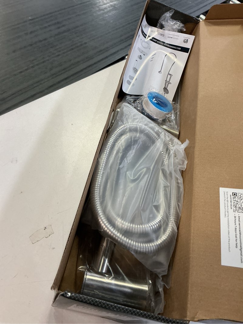 Condition photo showing Good Condition for hand shower with slide bar, high pressure 10 setting handheld shower head, adjustable height 24" slide bar, wall supply elbow and 6.6ft extra long shower hose - brushed nickel