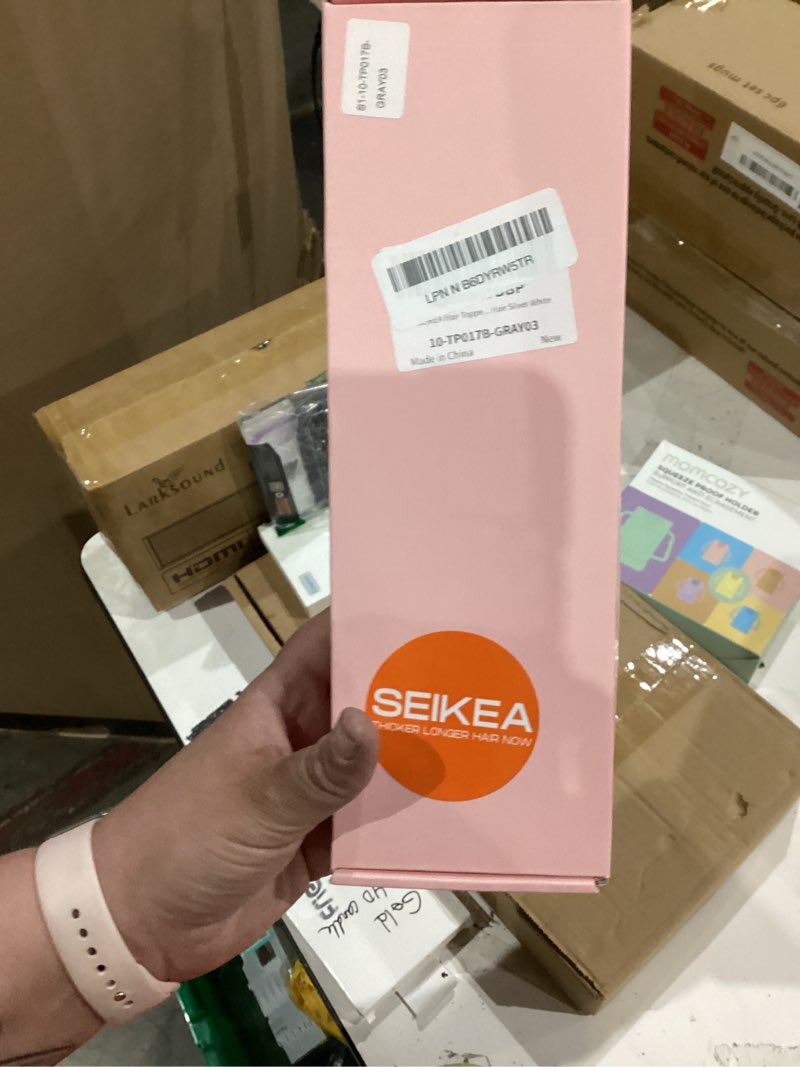 Condition photo showing New/Like New for seikea hair toppers for women real human hair, 10" fluffy natural realistic 7x11cm base clip in bangs with wispy bangs hand-tied invisible hairpieces for thinning hair silver white
