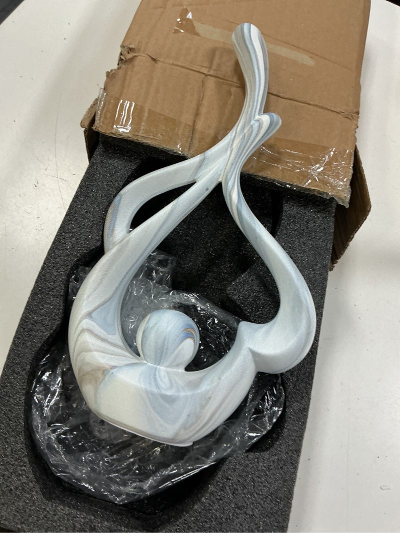 Condition photo showing Good Condition for blue sculptures home decor, ceramic statues coffee table decor for living room, table centerpiece for dining room, shelf, entry, modern minimalist abstract art objects (2pcs) blue marble set