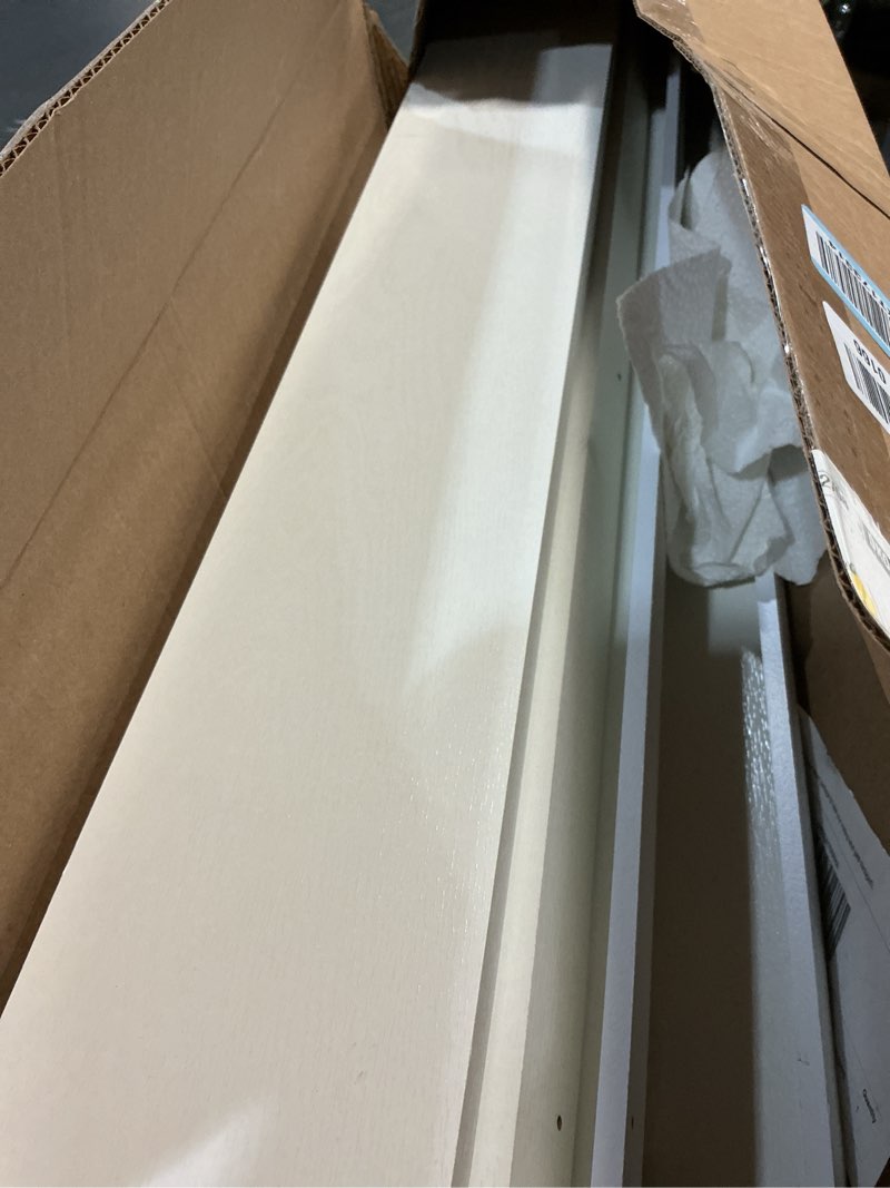 Condition photo showing Good Condition for upsimples Floating Shelves for Wall, 35.5 Inch Shelves for Decor Storage Set of 6, Wall Mounted Wood Shelf for Bedroom, Living Room, Bathroom, Kitchen, Long Picture Ledge Shelves, White White 35.5in