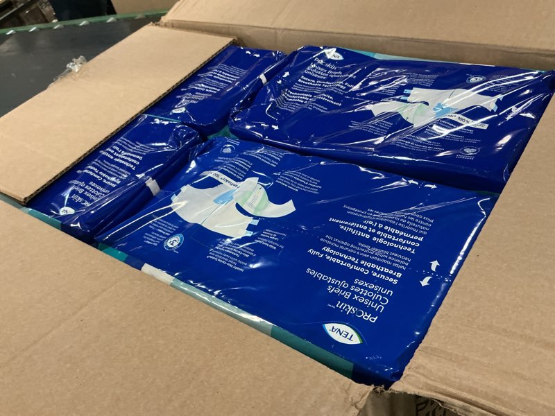 Condition photo showing Good Condition for tena proskin incontinence super briefs, adult diapers, super absorbency, bladder leaks control, large, 56 count large 56