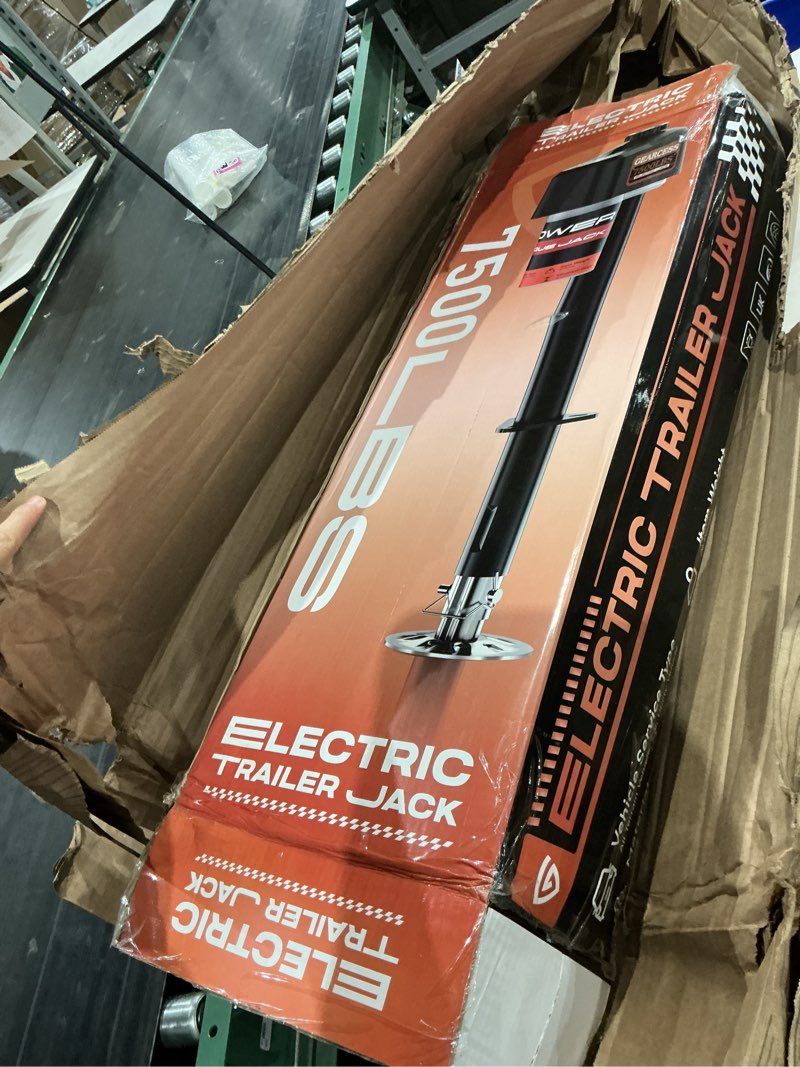 Condition photo showing Good Condition for upgraded 7500lbs electric trailer jack, w/remote controls, rv power a-frame tongue jack with built-in spirit level for travel trailer, 10.24"-33.46" ip65 waterproof, 12v dc wiring, 5.9 inch foot pad