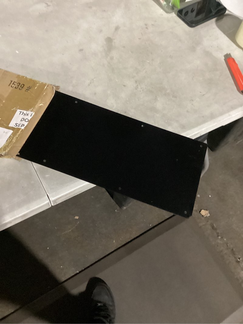 Condition photo showing Good Condition for dunzy door kick plate with black screws thickness satin aluminum door push plate polished metal kickplate for protection, black color(1 pcs,8'' x 34'') 8 x 34 inch black 1