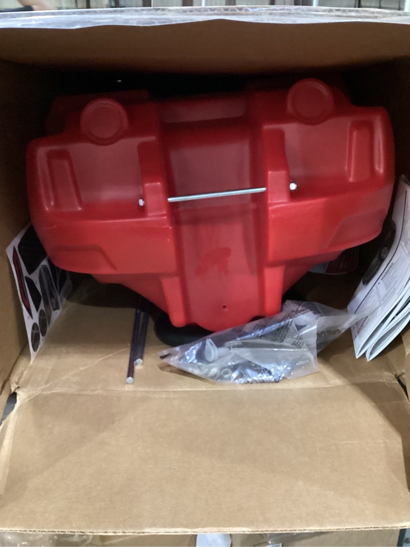 Condition photo showing As Is for step2 whisper ride cruiser kids push car, ride on toy, stroller substitute, includes seat belt & horn, made of durable plastic, max weight 50 lbs., for toddlers 18 months - 4 years old, red red push car