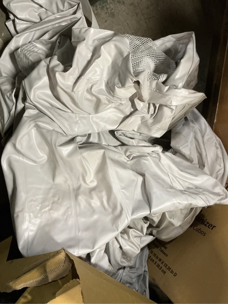 Condition photo showing As Is for pvc white bounce house, bouncy house for kids 3-10 with big slide & blower, kids bouncy castle for indoor outdoor use, 10ft l x 8.2ft w x 7.6ft h, inflables para niños, built for safe, lasting fun ( similar