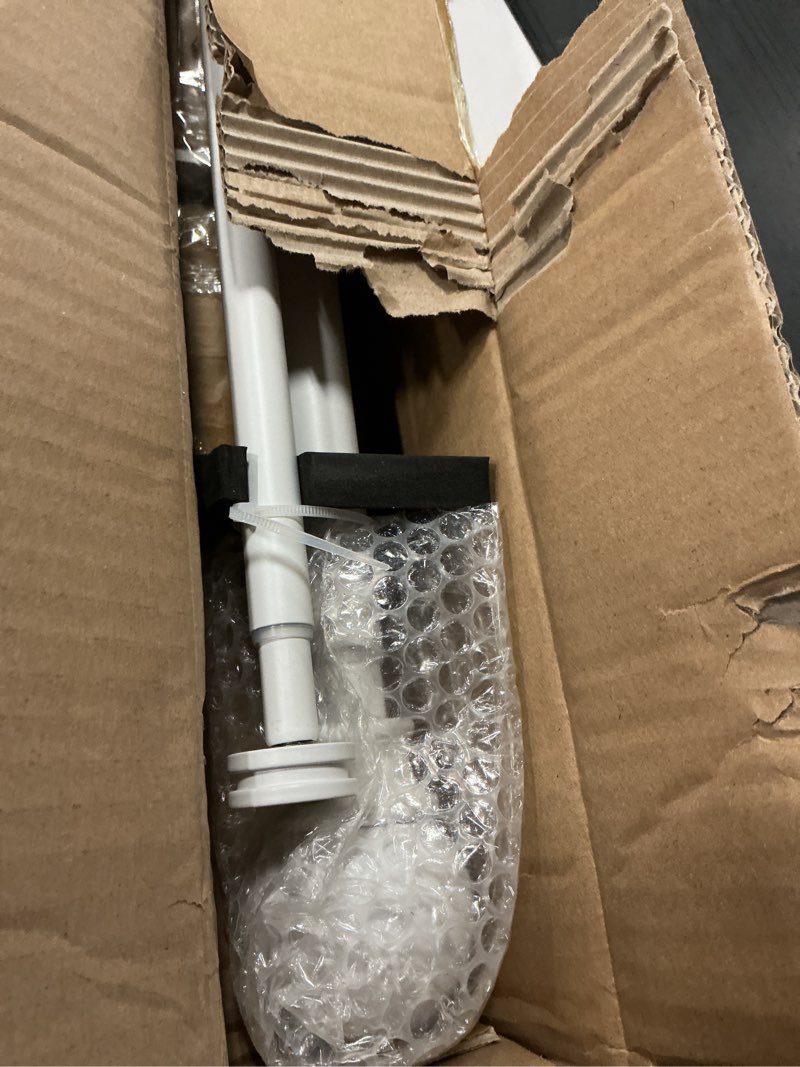 Condition photo showing As Is for Double Curtain Rods 28-48 inch,1'' Front and 5/8 '' Back Adjustable Heavy Duty Decorative Drapery Rod with Aluminum Bouquet Brackets and Round Finials,Matte White 28-48" Matte White